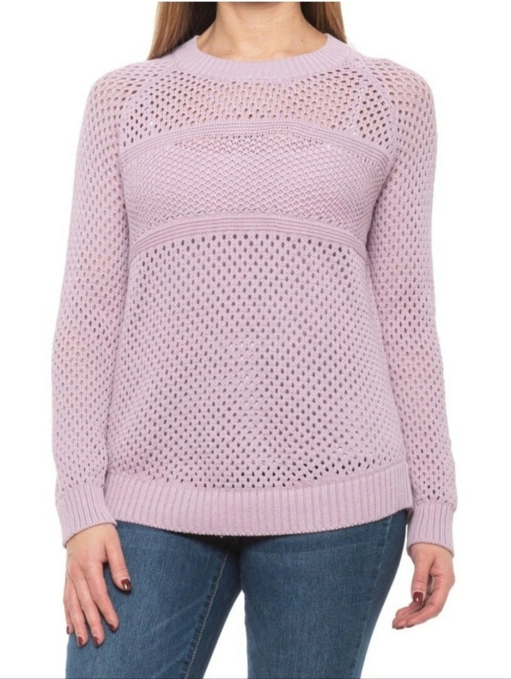 NWT Prana Kokimo Sweater Bleached Lavender Organic Cotton Loose Knit Pullover MD